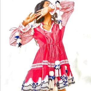 Size small, worn once, dry cleaned Hemant and Nandita anew schiffli dress.